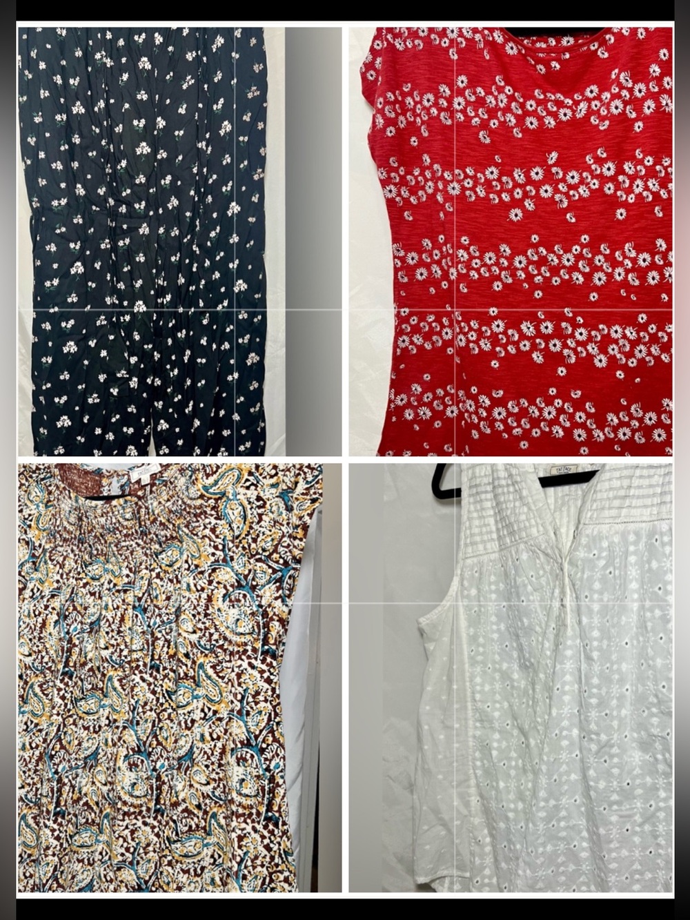 FatFace Women’s Clothing Bundle (4 Pcs) Floral Pant, Boho Tops, Eyelet Tank